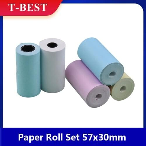 5PCS Color Thermal Paper Roll Set 57x30mm/2.17x1.18in Photo Picture Receipt Memo Printing for Peripage/Paperang Pocket Printer