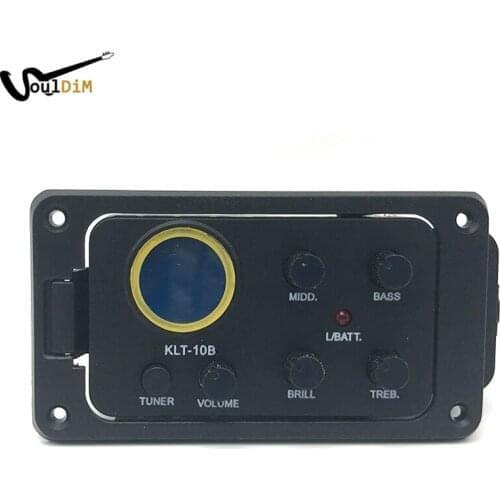 4 Bands Acoustic Guitar Pickup KLT-10B Small Size with Hard Bridge Pickup Piezo Folk Guitar EQ Equalizer Black Wholesale