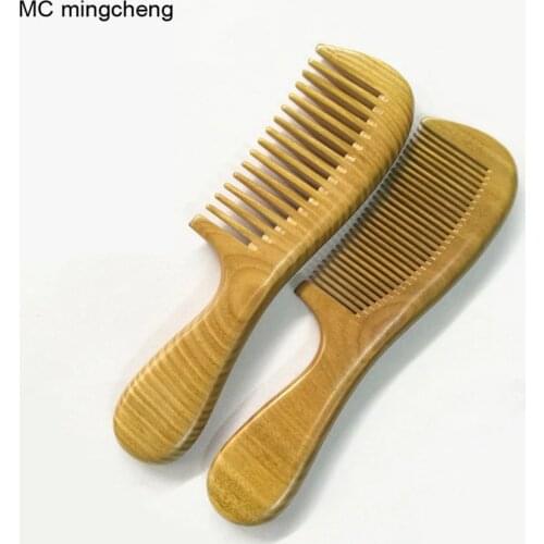 MC Non-Static Wood Comb 100% Real Green Sandalwood Wooden Comb Tangle Hair Brush Eco-friendly Great for Scalp and Hair health