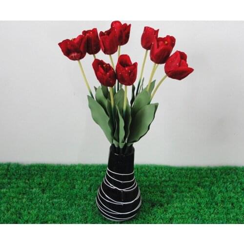 Free shipping 8colors pu mini Red tulip flower real touch wedding flower artificial flower silk flower home Party decoration