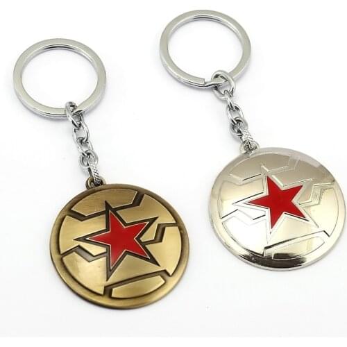 Captain America Keychain Enamel Bronze Sliver Shield Superhero Key Ring Men Gift Chaveiro llaveros key Chain Accessory Trinket