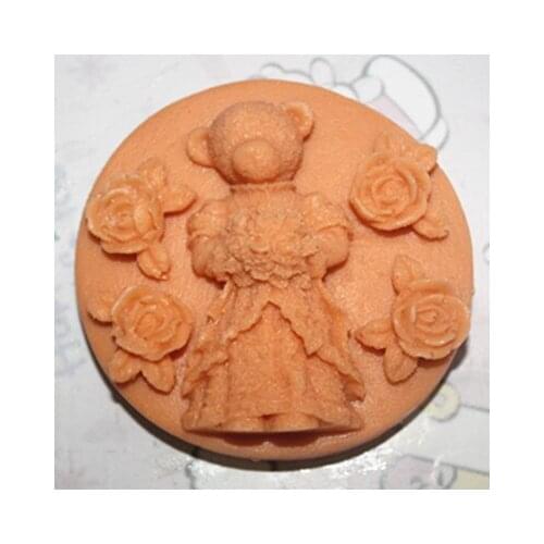 C248 The bear Miss Art Silicone Soap mold Craft Molds DIY Handmade soap molds