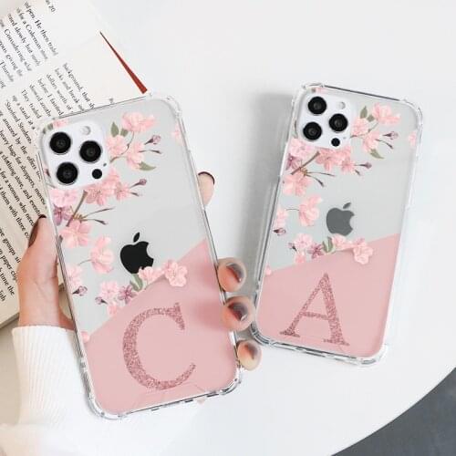 Initial Letter PC Airbag Cases For Samsung Galaxy A51 A52 A50 A72 A71 A70 A12 A31 A32 A10 S20 S21 Pro FE S9 S10 Plus Clear Cover