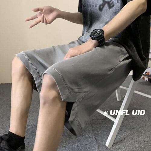 Black/grey Shorts Summer Wide-leg Straight-leg Pants Design Sense Loose Casual Pants Sports Beach Five-point Pants Trendy Men