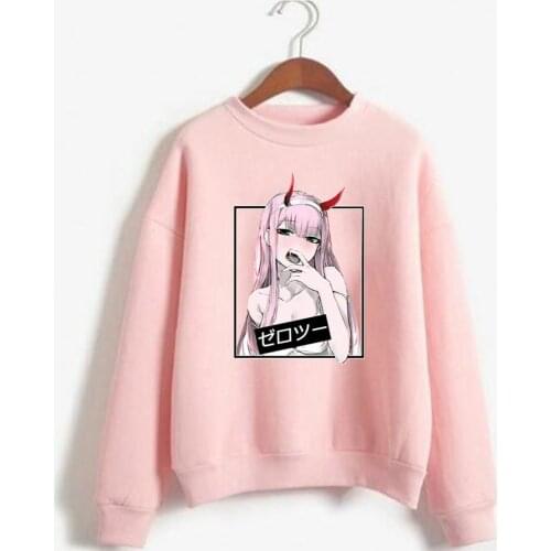 Women Men Sweatshirt Hoodie DARLING in the FRANXX Print Hoodies Funly Zerotwo Hooded Streetswear Sweatshirt Unisex Street Style