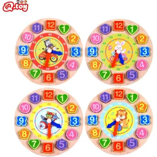 Preschool toys, Shape Sorting Clock Wooden Teaching Learning Puzzle Educational Toys Clock with Numbers & Shapes Games Gifts