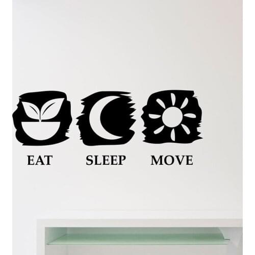 Eat Sleep Move Wall Decal Gym Fitness Quote Vinyl Sticker Poster Art Bedroom Home Decor Self Adhesive Wallpaper Mural D408