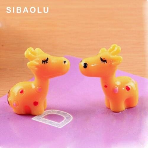 2pc Cartoon Deer Figures lovely home decoration mini fairy garden animals statue model craft miniature Moss ornaments resin toy