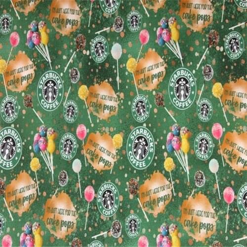 Coffee Lollipop Printed 100% Cotton Fabric for Girl Clothes Bedding Set Hometextile Cushion Cover Backpack DIY