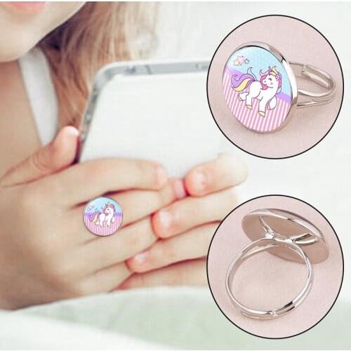 Unicorns Finger Ring Glass Adjustable Rings Toy For Girls Women Party Gift