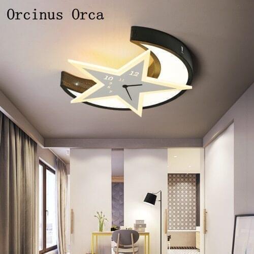 Nordic creative LED star ceiling lamp living room dining room bedroom modern personality moon clock ceiling lamp free shipping