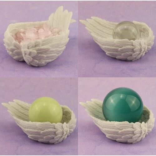 Bird Wings Figurine Display Stand for Crystal Glass Lens Ball Sphere Egg Globe Stone Holder Photography Lensball Base Home Decor