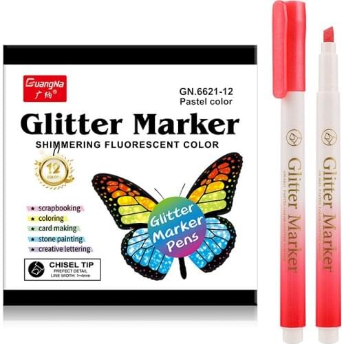 Art Marker 12 Color Glitter Marker Pens for School Office Adult Coloring Book Journal Drawing Doodling Art Markers Promotion Pen