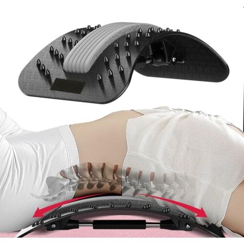 Back Waist Massager Stretcher Stretch Lumbar Support Relaxation Spine Pain Relief Acupoint Acupuncture Adjustable Rotary Base