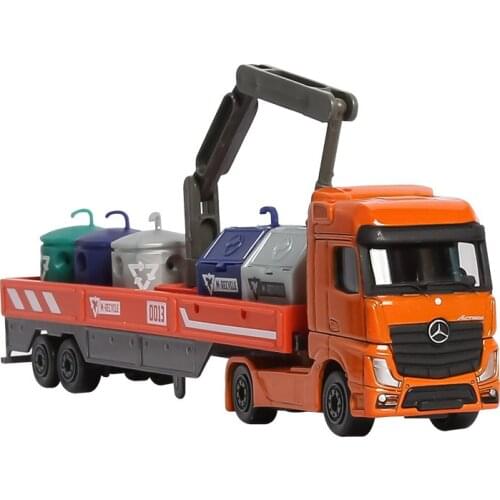 1/64 Majorette Alloy Car Simulation of Benz Actros Resource Recovery Transport Truck