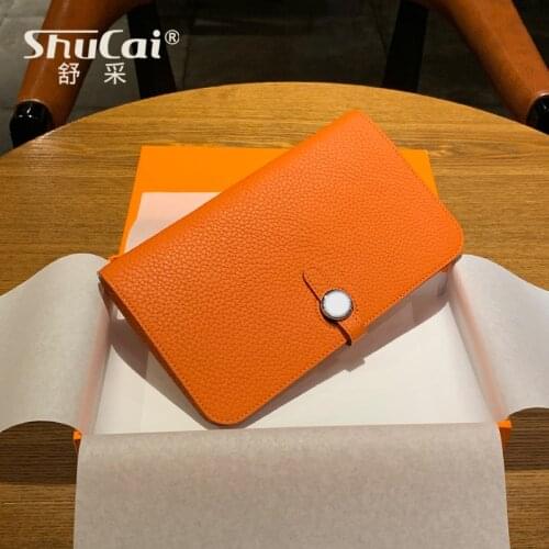 Fashion Genuine Leather Wallets For Women Female Cell Phone Pocket Long Women Purses Lady Passport Cover Card Holder Clutch Bag