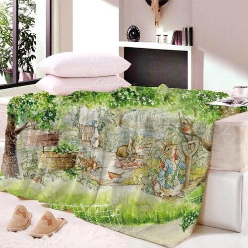 Custom Cartoon Nap blanket Soft Cozy Velvet Plush Throw Blanket Rabbit Modern Line Art Sherpa Blanket On Bed Sofa Dropship