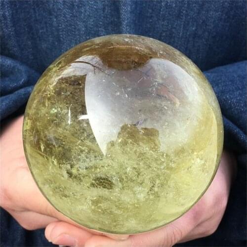 Natural citrine quartz sphere crystal ball healing stone home decoration