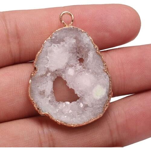 Natural Stone White Crystal Cluster Pendants Irregular Exquisite Charm For jewelry making DIY necklace bracelet accessories