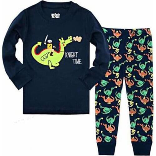 Newest Boys Girls Pajamas Sets Kids Dinosaur Printing Sleepwear Children Truck Nightwear Baby Pijamas Cartoon Pyjamas