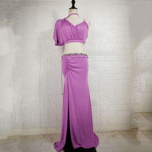 Belly Dance Practice Clothes New Sleeveless Top Hip Scarf Set Summer Beginner Indian Oriental Dance Wear Elegant Costume