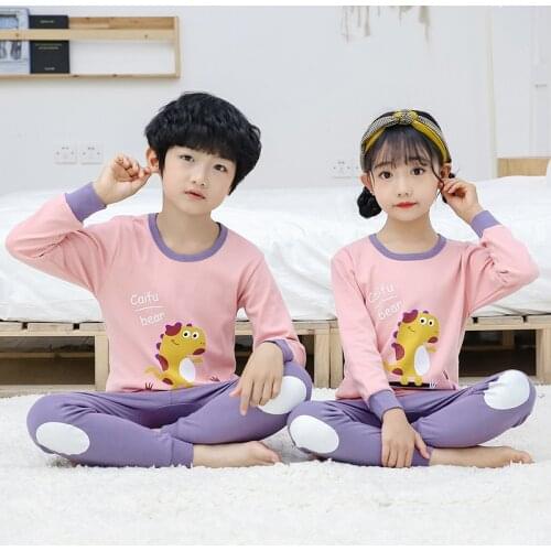Autumn Kids Clothes Girls Sleepwear Suit Cartoon Children Homewear For Boy Pajamas Set Cotton Kids Pyjamas 2-12Y Teens Clothing