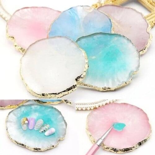 Resin Imitation Agate Nail Art Palette Drink Coaster Cup Mat Decor Pink