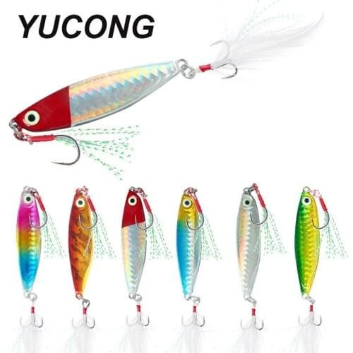 YUCONG 1PX Jig Fishing Lure 10-15-20-30g Fishing Bait Metal Jigging Lure Sinking Tuna Fish Fresh/Saltwater Spoon Spinner Bait