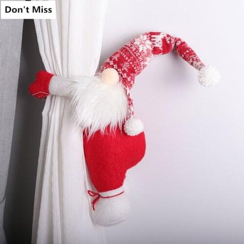 Christmas Decor Red Faceless Old Man Rudolph Doll Toys 2022 New Years Decor Curtain Velcro Nordic Style Christmas Elf Doll