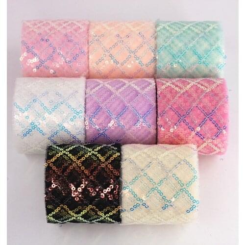 6cm/8cm 10Yards Illusory Tulle Mesh Roll Glitter Sequin Gauze Fabric Ribbon DIY Handmade Bowknots Tutu Skirt Material Supplies