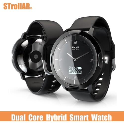 Dual Core Dual Time Hybrid Smart Watch 0.49inch OLED Long Battery Life Heart Rate Monior Call Reminder Smartwatch Fashion Clock
