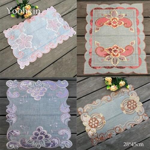 Europe embroidery sequin lace table place mat cloth pad cup coaster placemat tea doily kitchen wedding Christmas decor tableware