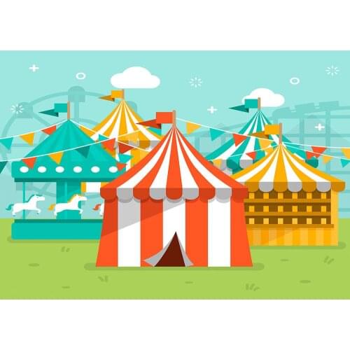 Amusement Park Whirligig Tent Vinyl Cloth Photography Backgrounds for Photo Studio Children Baby Party Photophone Photo Studio