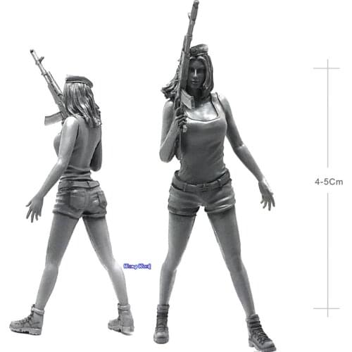 Wong Work Unpainted 1/35 Resin Model Kits Garage Kit Female Soldier Figure Unassembled Statue LAS-12
