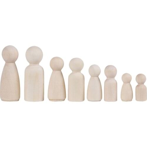 12x Blank Unfinished Wood Peg Doll People Bodies DIY Kids Toy Home Decor