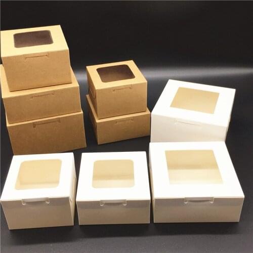 20pcs Various Kraft Clear Window Box Wholesale Package Carton Small Gift Box Favor Supplies Customized Size For Party Hotsale