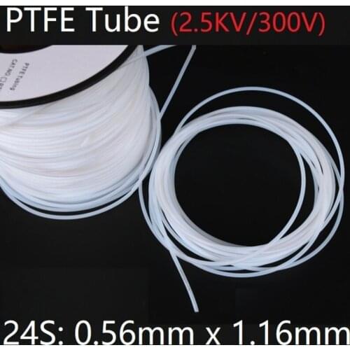 24S 0.56mm x 1.16mm PTFE Tube F46 Insulated Capillary Heat Protector Transmit Hose Rigid Temperature Corrosion Resistance 600V