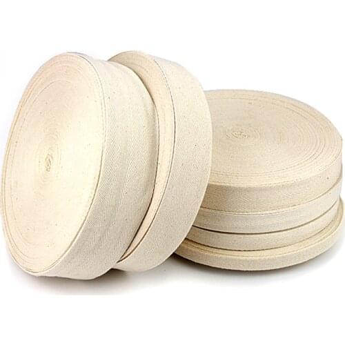 50 Yards Eco-Friendly 100% Cotton Ribbon High Tenacity Belt Bag Lable Ribbon Sewing Tape Bias Binding DIY Crafts Accessories