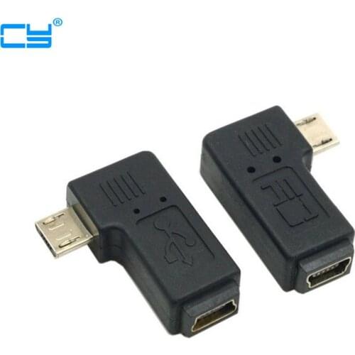 90 Degree Left & Right Angled Mini USB 5pin Female to Micro USB Male Data Sync Adapter Plug Micro USB To Mini USB Connector