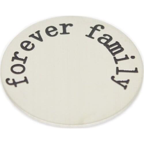 Hot sale stainless steel 22mm floating pendant 10pcs round forever family plate for 30mm glass lockets