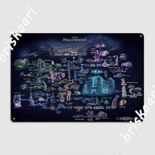 Hollow Knight Map Metal Signs Cinema Living Room Cinema personalized Mural Painting Tin sign Posters