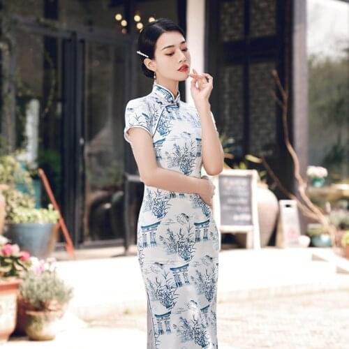 Chinese Cheongsam Sexy Qipao Split Dresses Vintage Traditional Cheongsams Oriental Wedding Party Dress Bodycon for Women 2021
