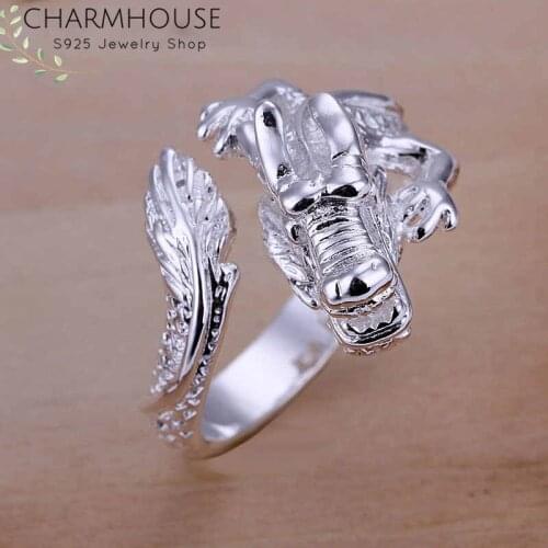 Wedding Bands 925 Silver Rings For Men Women Dragon Finger Ring Adjustable Anel Anillo Bague Femme Fashion Jewelry Accessories