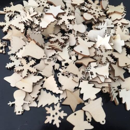 25PCS Mini Wooden DIY Christmas Ornaments Unfinished Wood Circles for Crafts Centerpieces Round Wooden Discs Hanging Decoration