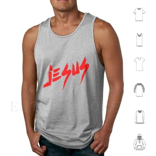 Text Font Jesus Christ Cool Design Around King Tank Tops Vest Sleeveless Jesus Christ God Christian Believe Religion