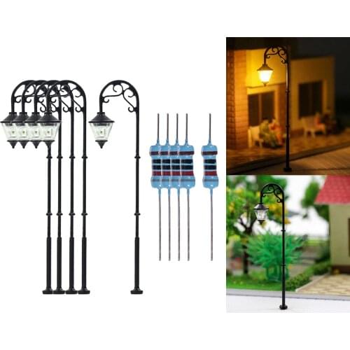 30x Model Railroad Train Lamppost 2.48inch Street White Lights HO Scale LEDs