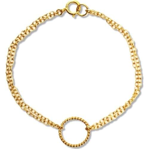 Lii Ji 14K Gold Filled Chain Link Bracelet With 925 Sterling Silver Circle 2 Rows Bracelet For Women