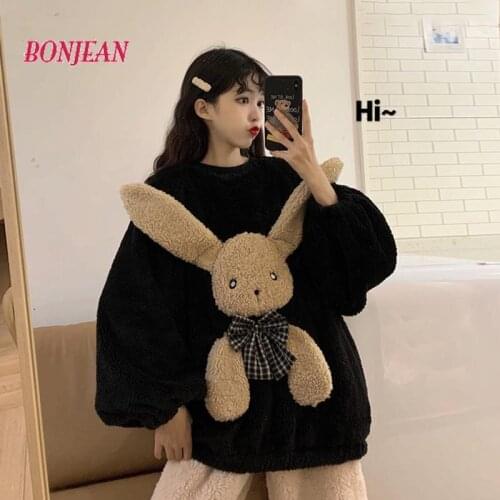 2020 New Korean Autumn and Winter Lovely Women Pajama Set Thickened Coral Velvet Pajamas Women Suit Sleepwear