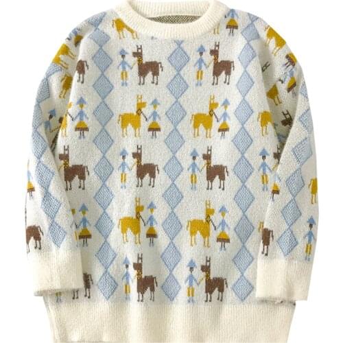 New Autumn Vintage Women Cute Sweater Kawaii Embroidery Girls Knitted Jumper Winter Loose Female Pullover Print Ladies Knitwear