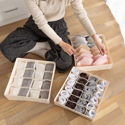 24 Grids Drawer Organizer Box For Folding Socks Bra Underpants Underwear Oxford Cloth Home Organizer Storage Drawers 32*32*10cm